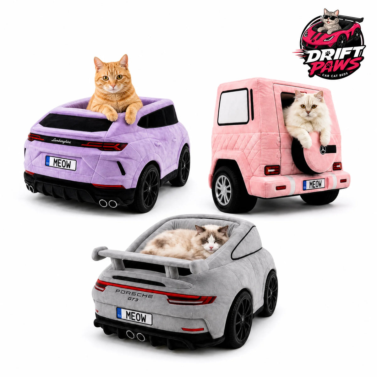 Vue 4 du lit voiture pour chat